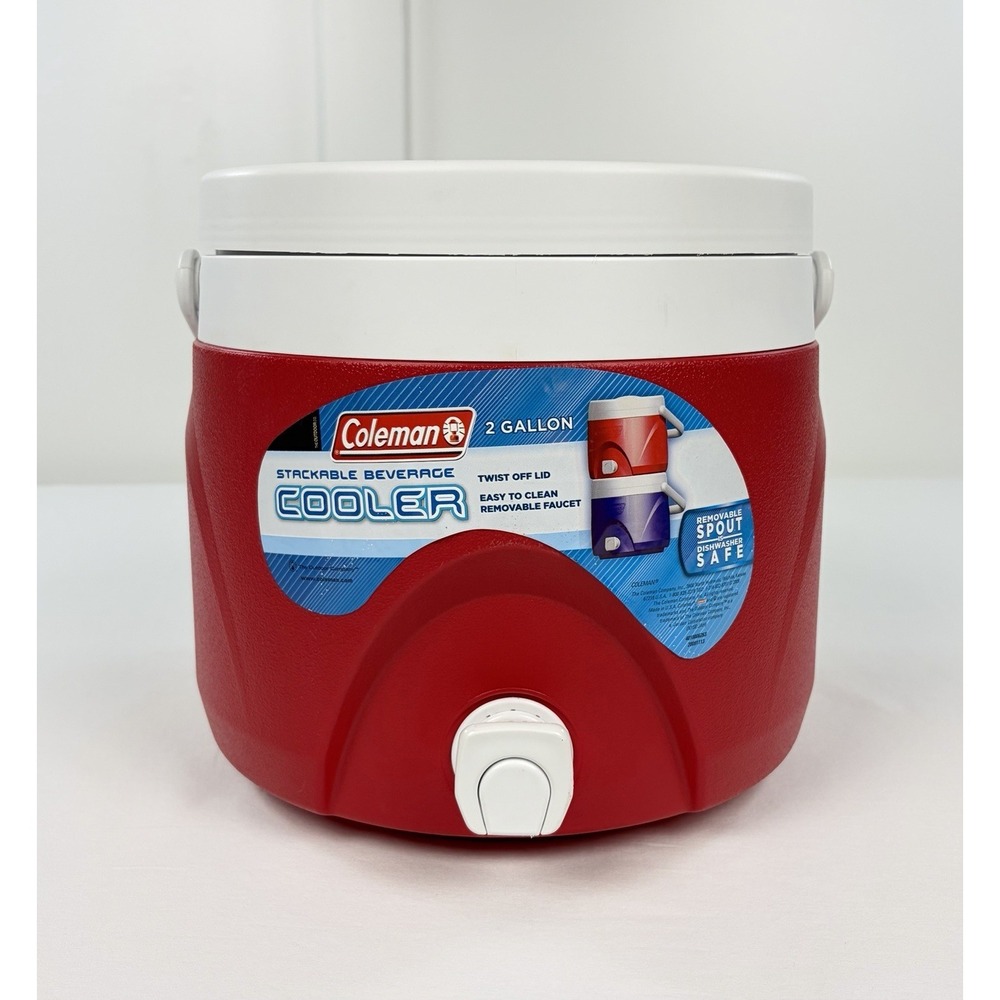 Coleman 2 Gallon Party Stacker Beverage Cooler Water Jug Dispenser Spigot Red